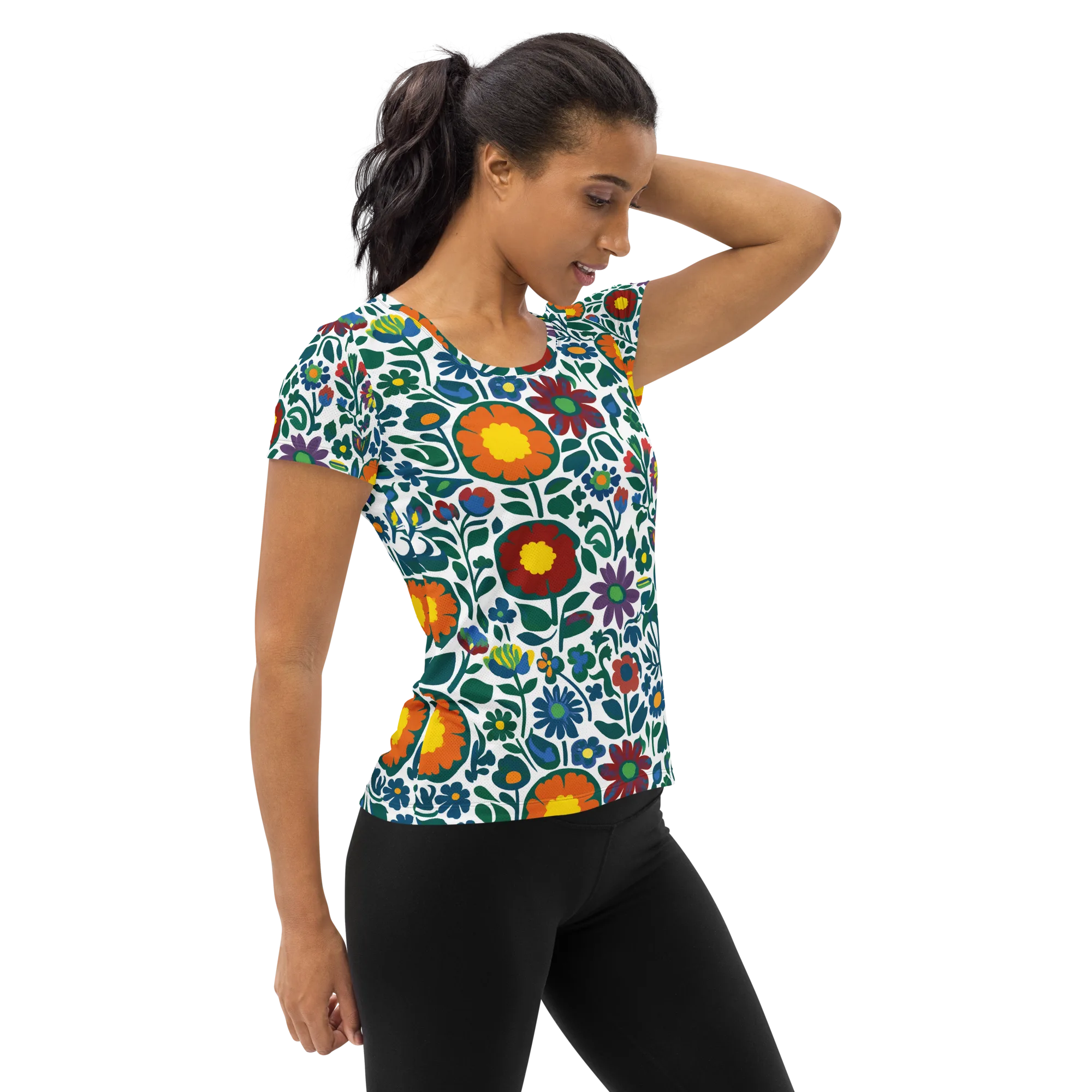 Folk Garden Riot on Women's Athletic T-Shirt — Right