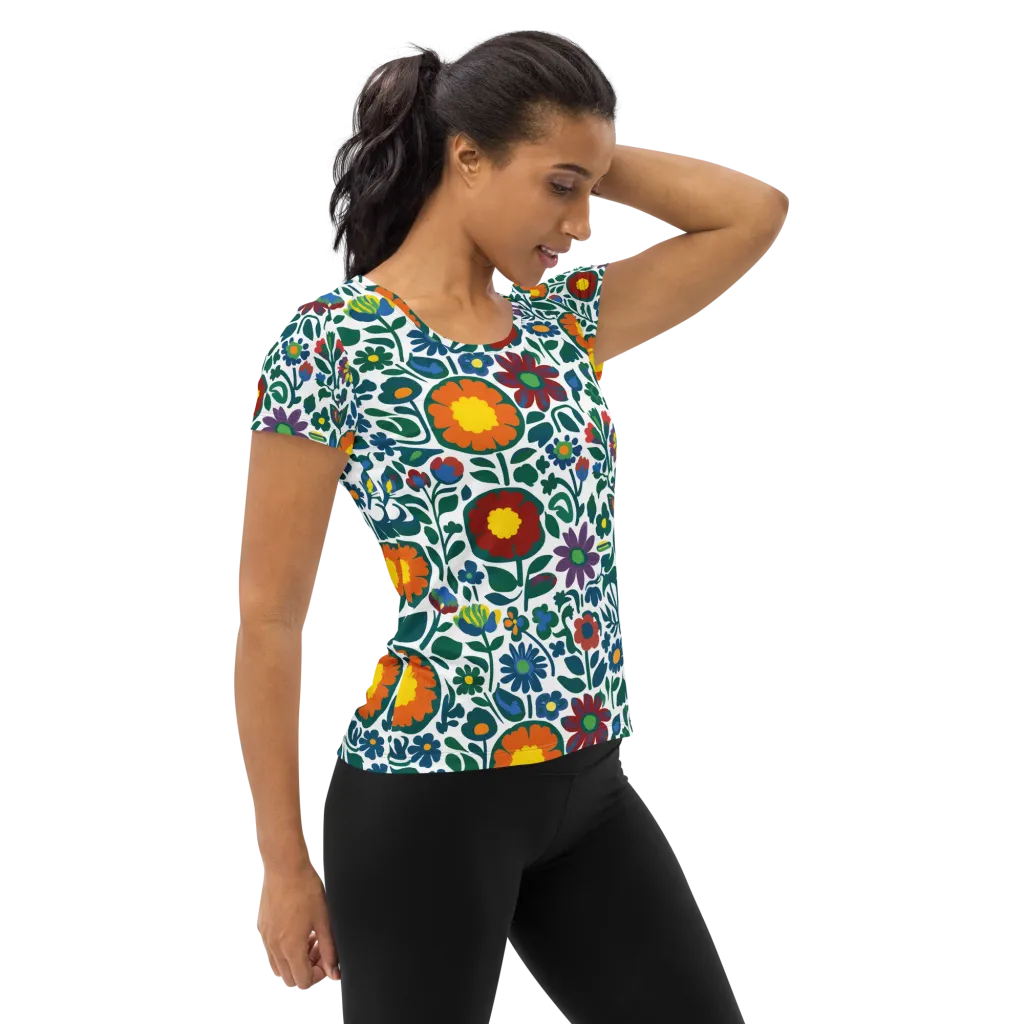 Folk Garden Riot on Women's Athletic T-Shirt — Right