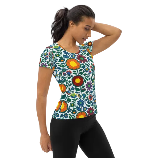 Folk Garden Riot on a Women's Athletic T-Shirt
