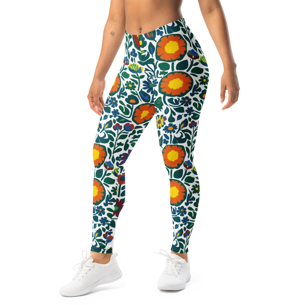 Folk Garden Riot on Leggings — Left Front