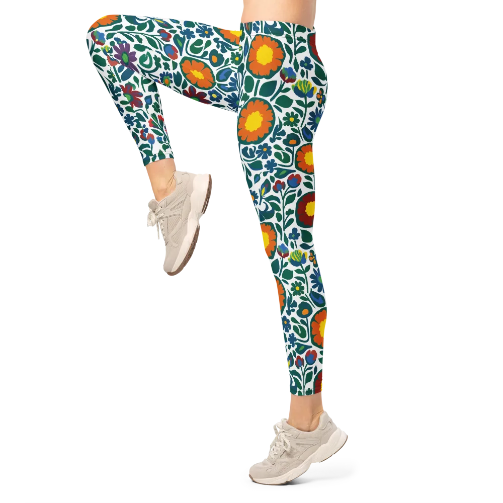 Folk Garden Riot on Leggings — Left