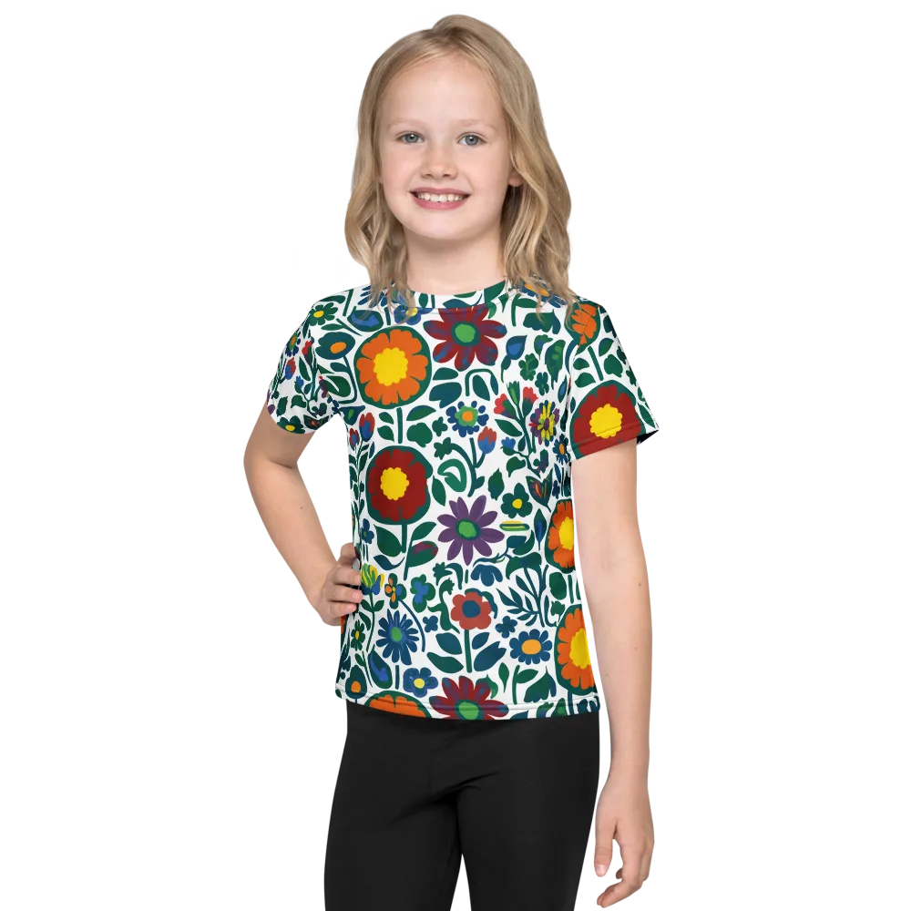 Folk Garden Riot on Kids Crew Neck T-Shirt — Front