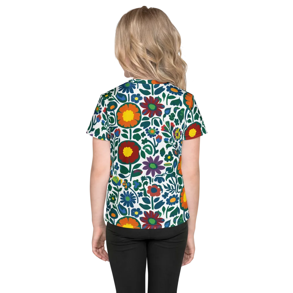 Folk Garden Riot on Kids Crew Neck T-Shirt — Back