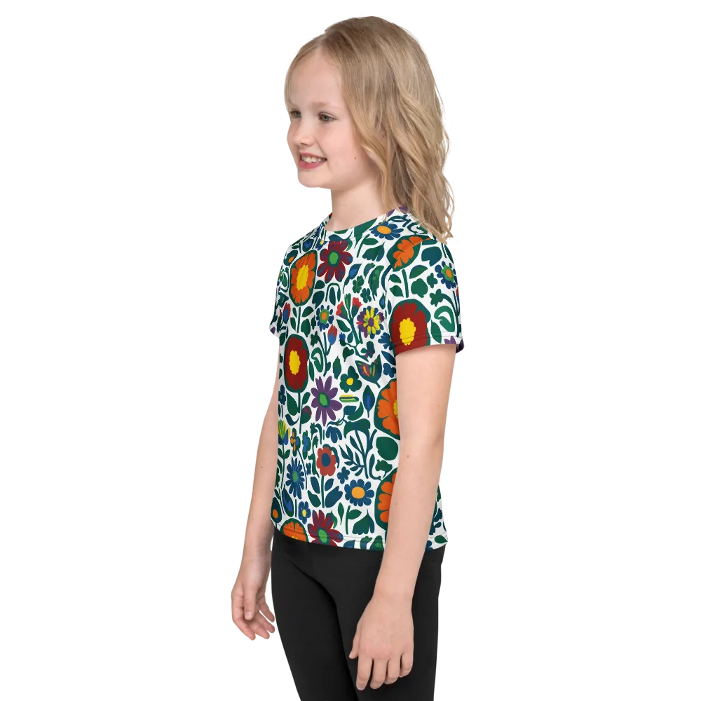 Folk Garden Riot on Kids Crew Neck T-Shirt — Left