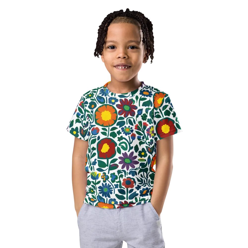 Folk Garden Riot on Kids Crew Neck T-Shirt — Front