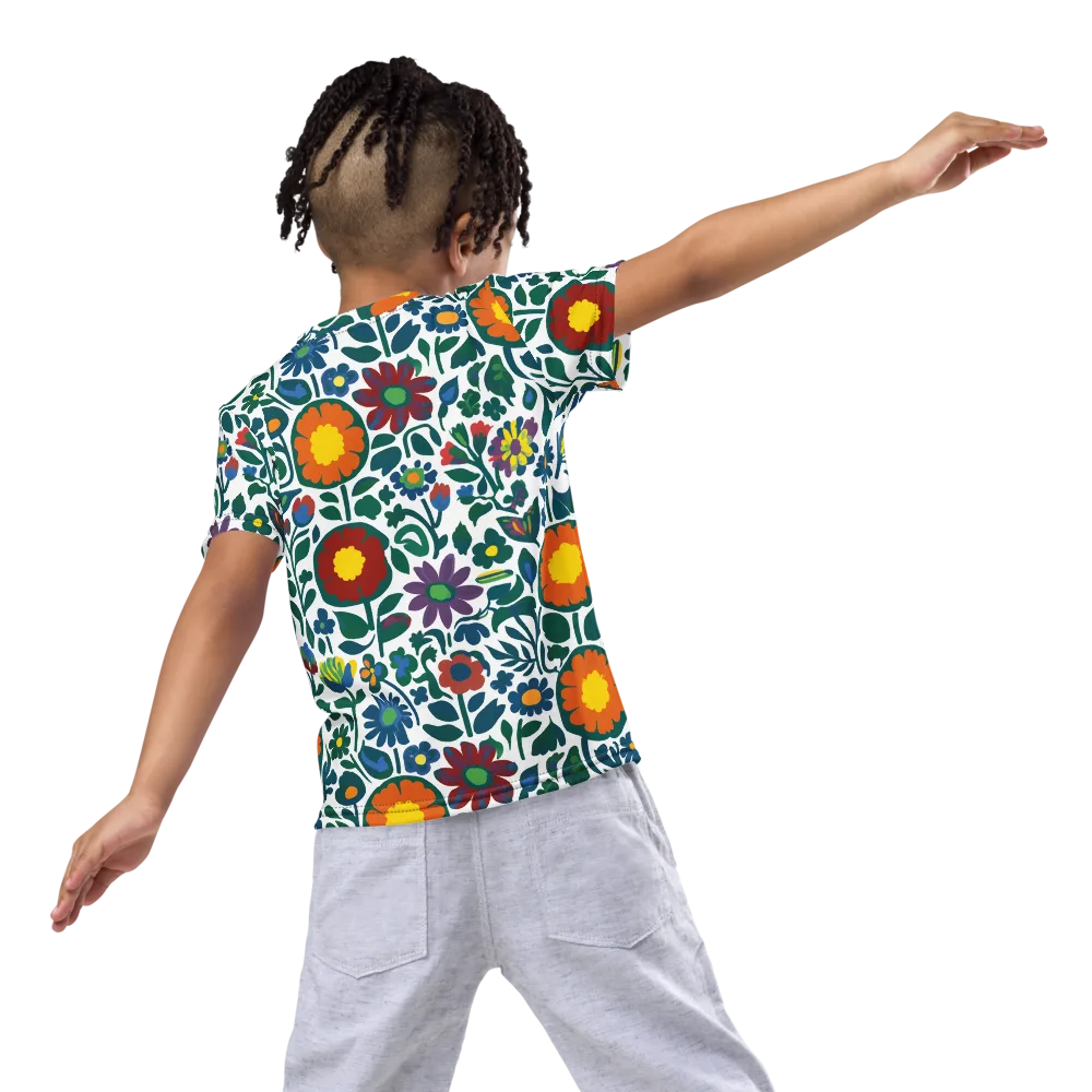 Folk Garden Riot on Kids Crew Neck T-Shirt — Back