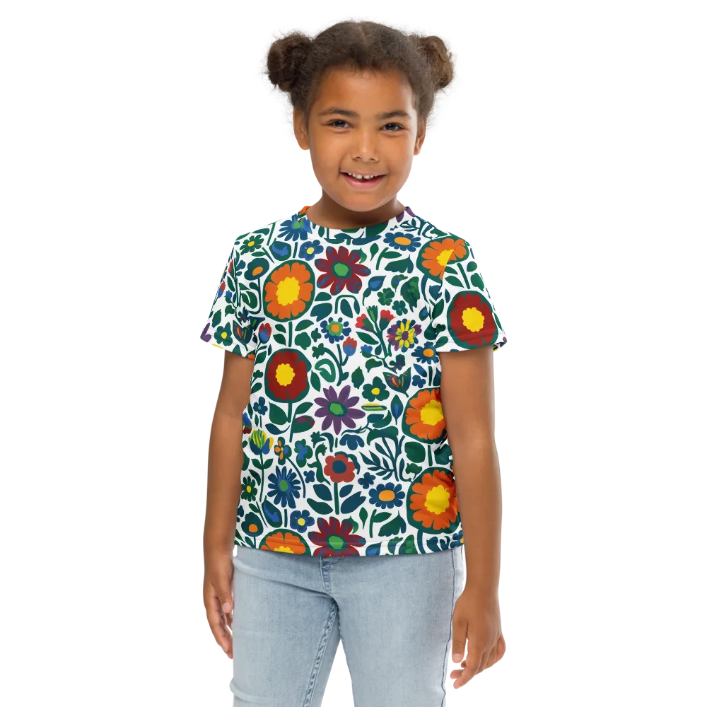 Folk Garden Riot on Kids Crew Neck T-Shirt — Front