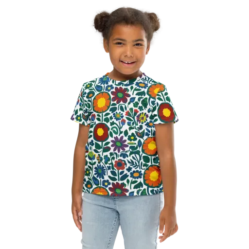 Folk Garden Riot on a Kids Crew Neck T-Shirt