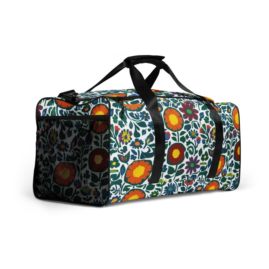 Folk Garden Riot on Duffle Bag — Right Front