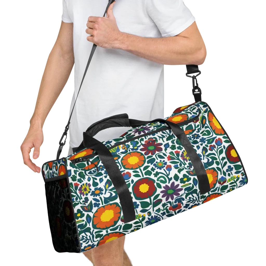 Folk Garden Riot on Duffle Bag — Right Front