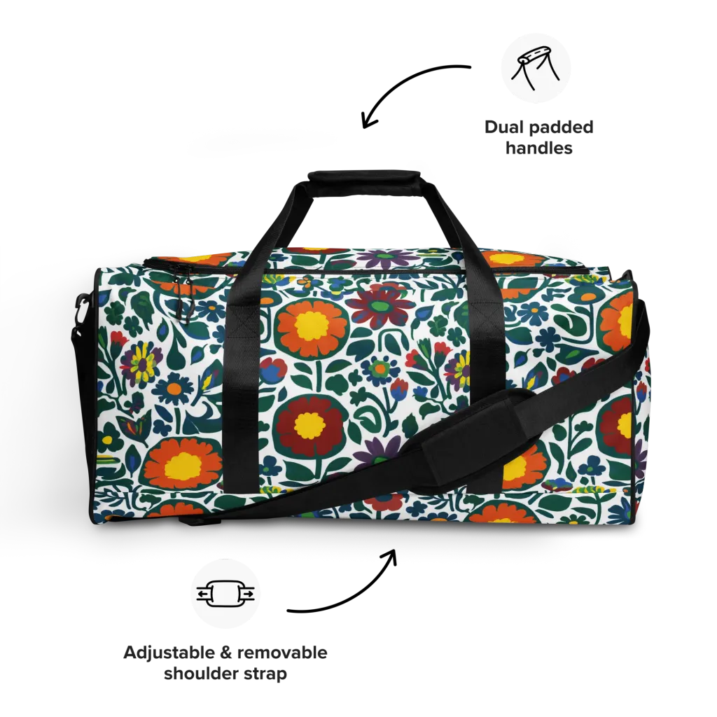 Folk Garden Riot on Duffle Bag — Front