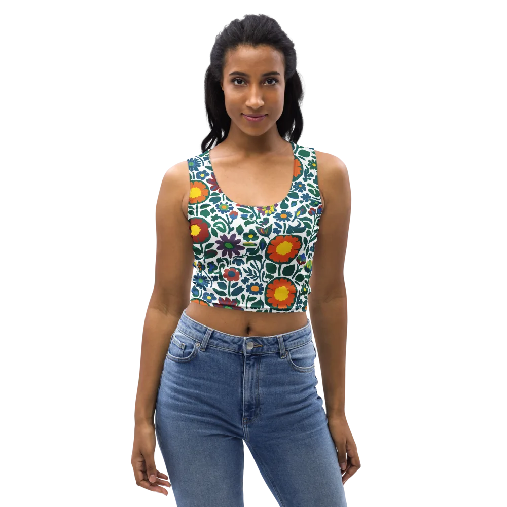 Folk Garden Riot on Crop Top — Front