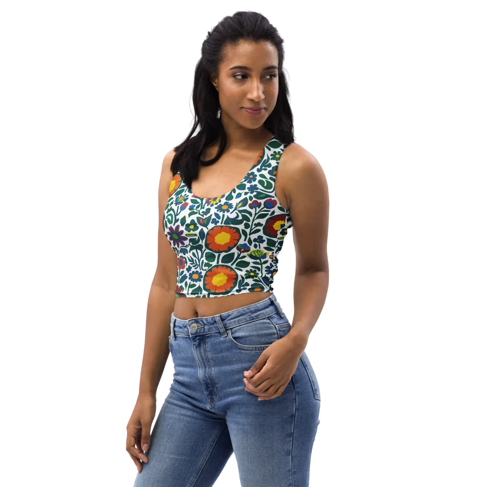 Folk Garden Riot on Crop Top — Left Front