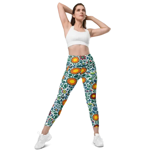 Folk Garden Riot on a Leggings with Pockets