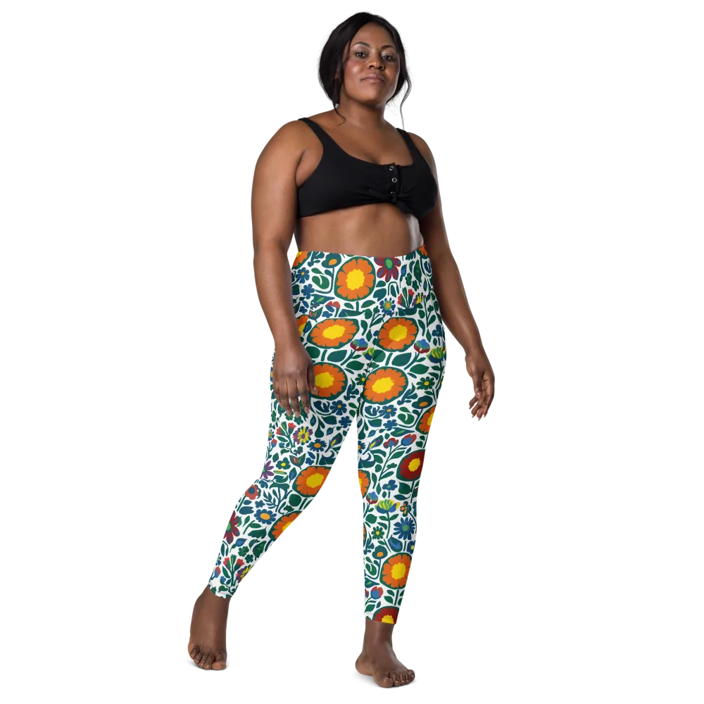 Folk Garden Riot on Leggings with Pockets — Front