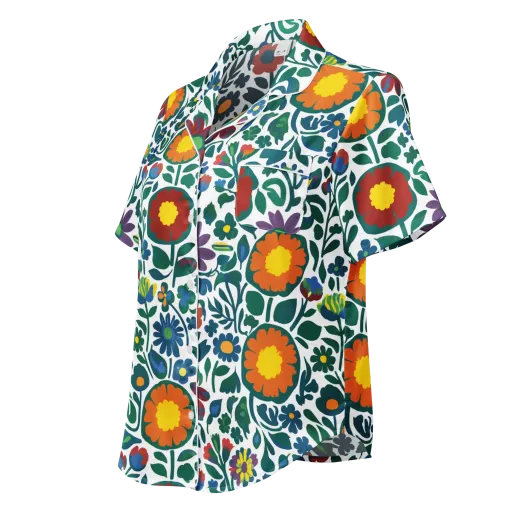 Folk Garden Riot on a Women's Short Sleeve Pajama Top