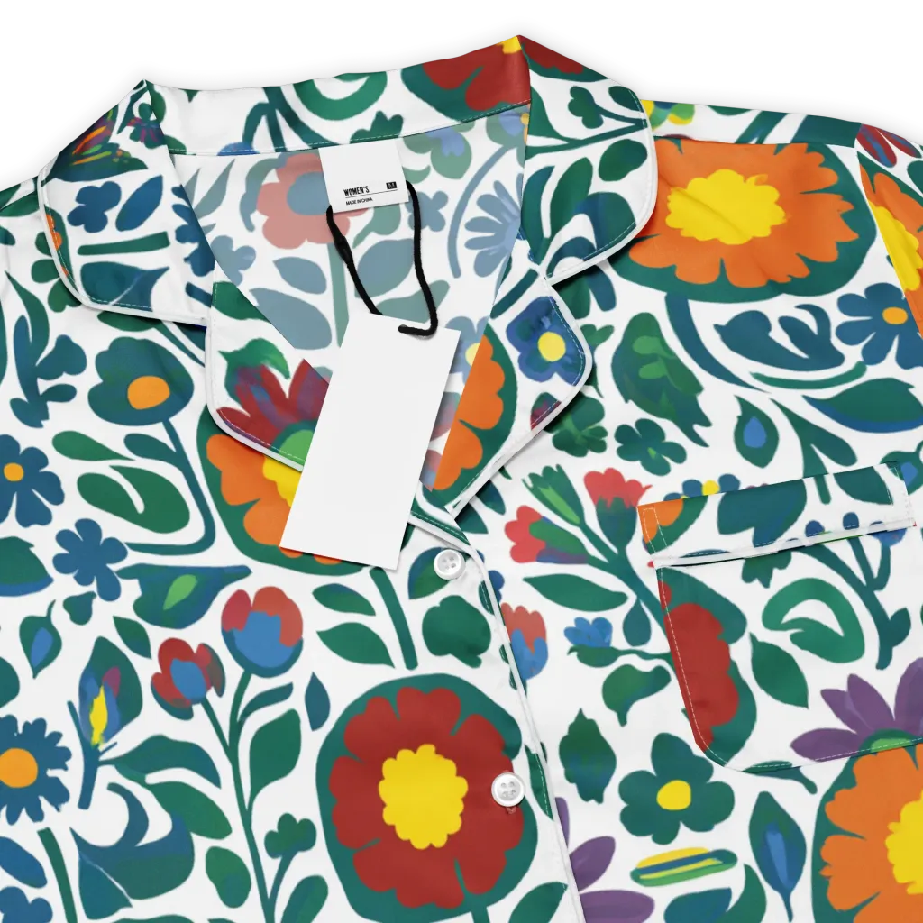 Folk Garden Riot on Women's Short Sleeve Pajama Top — Product details