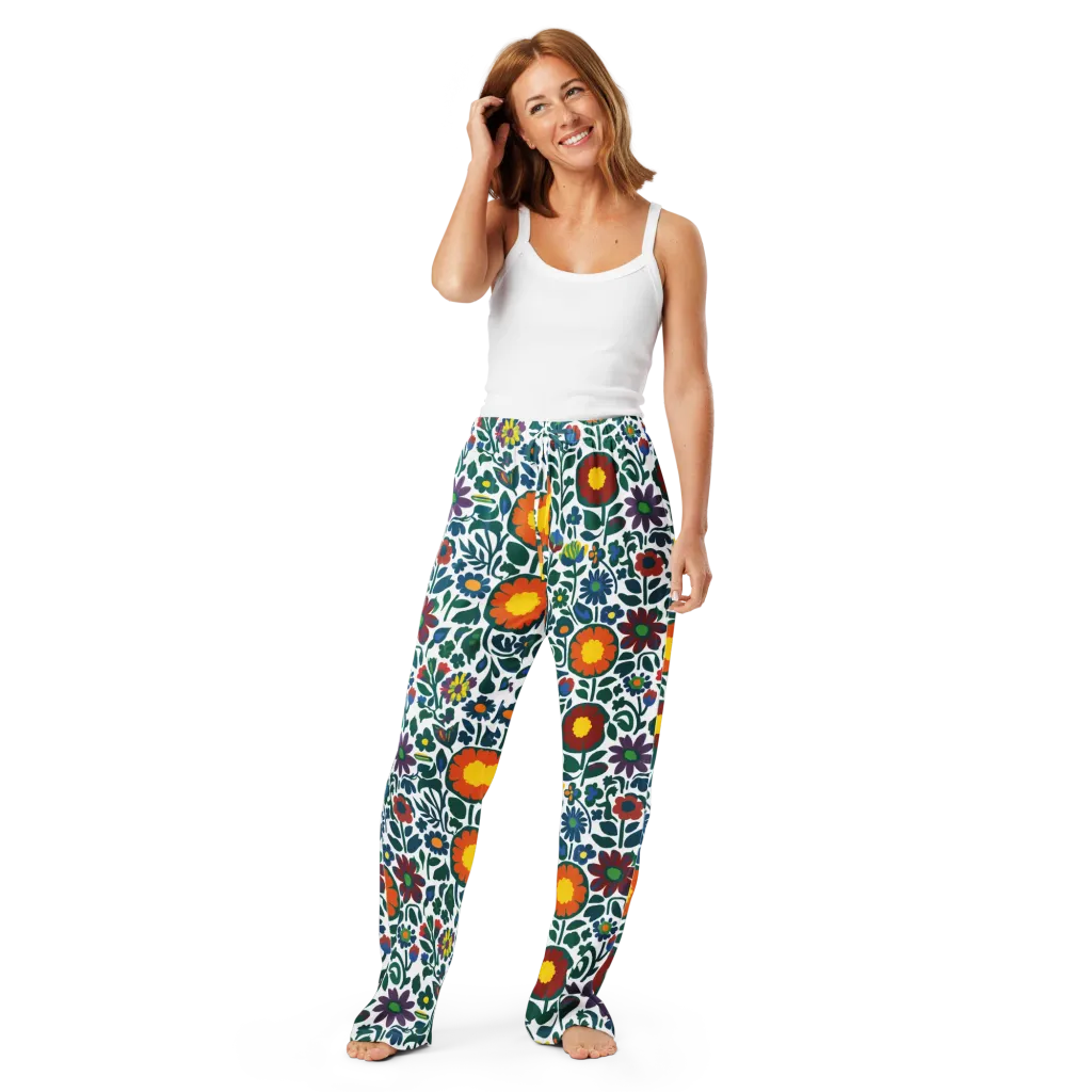 Folk Garden Riot on Women's Pajama Pants — Front