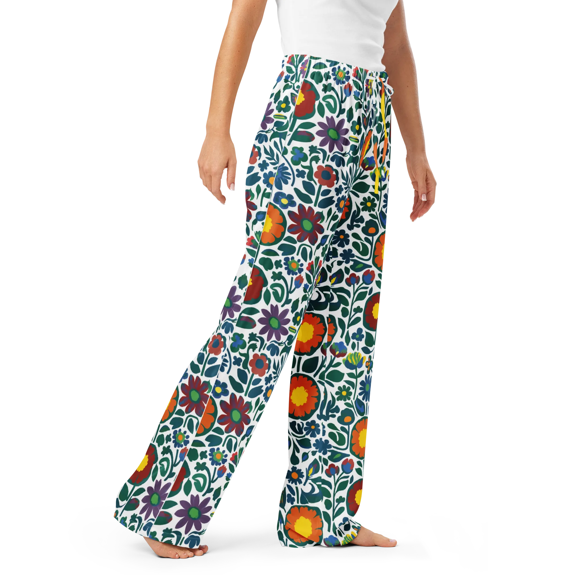 Folk Garden Riot on Women's Pajama Pants — Right Front