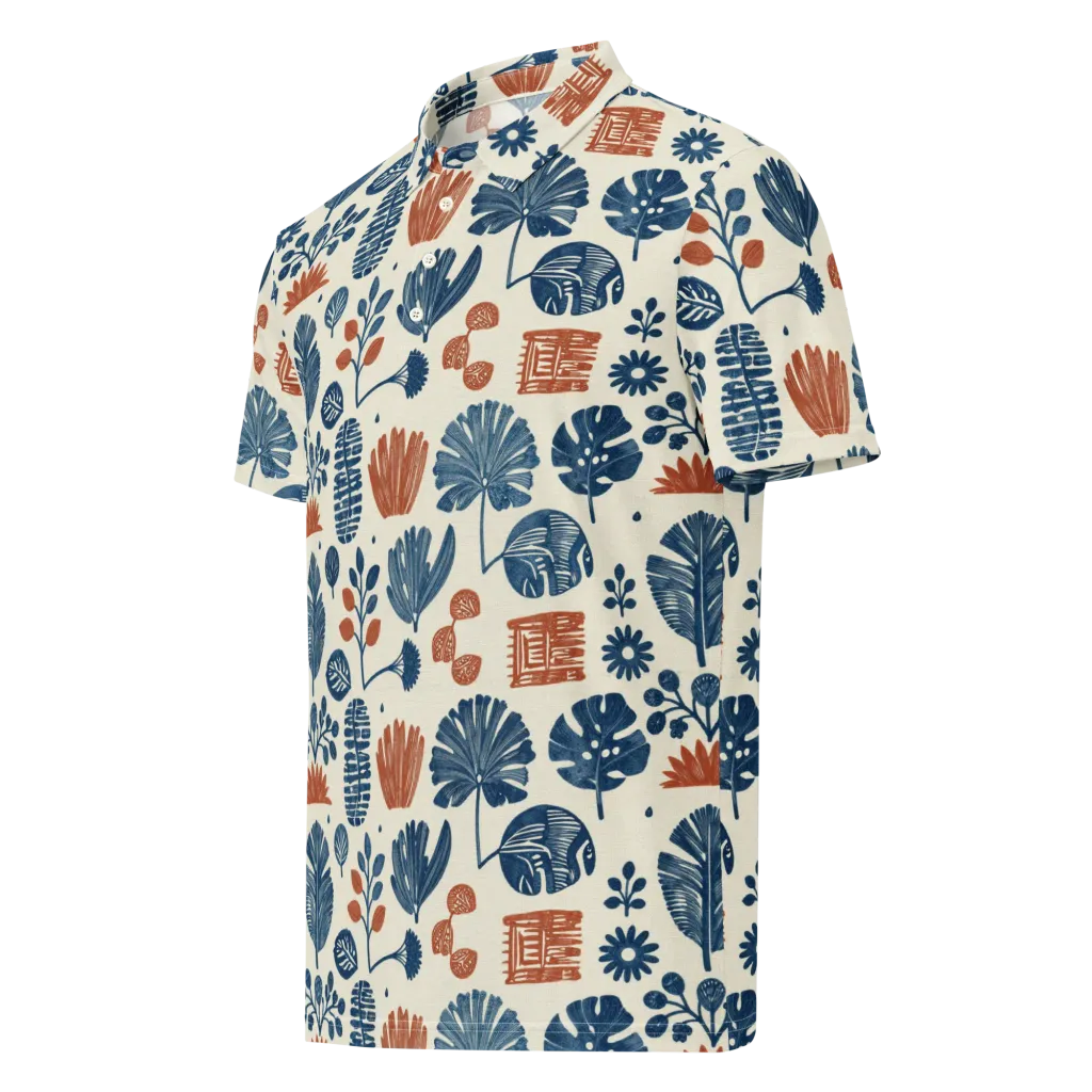 Terracotta Tides on Men's Slim Fit Polo Shirt — Left Front