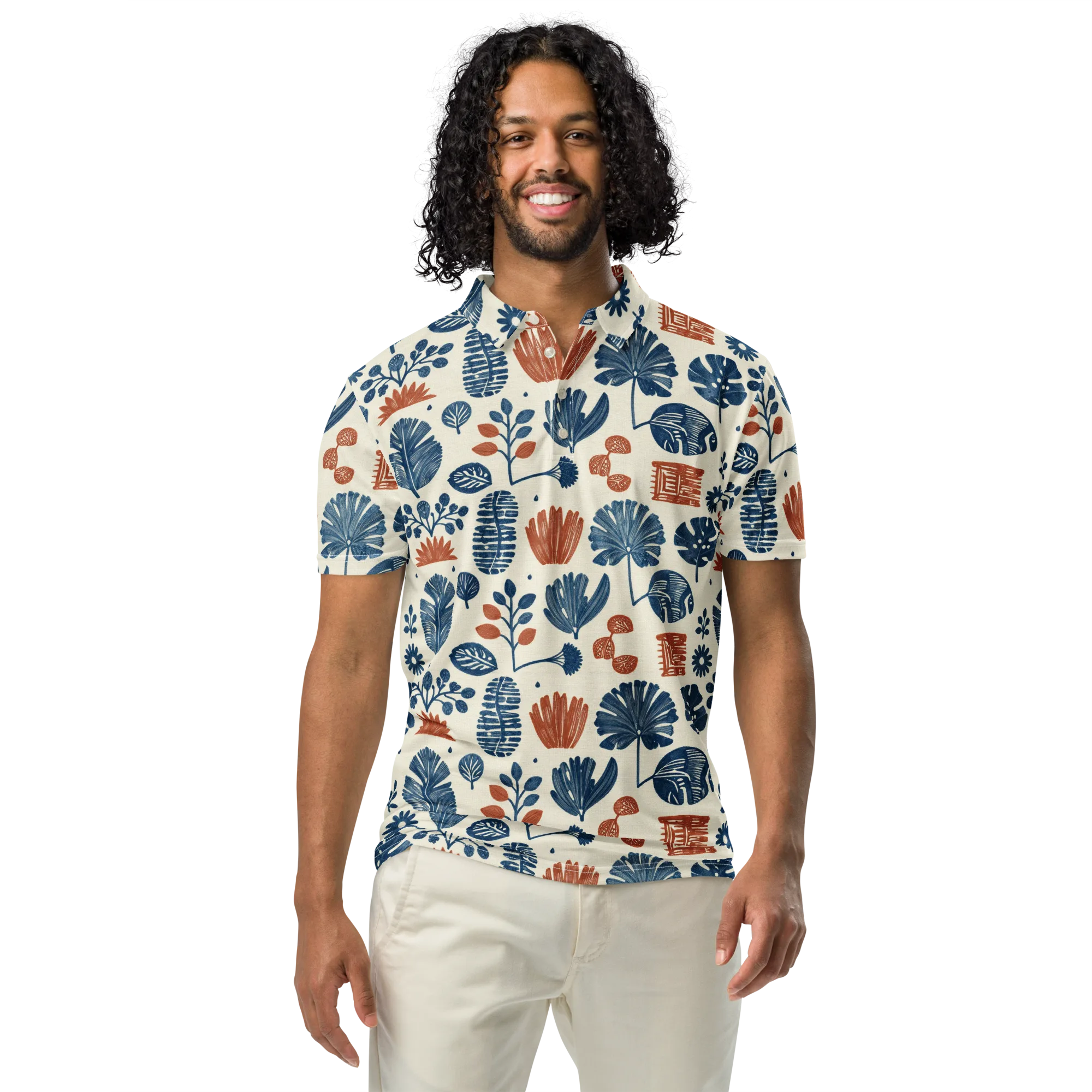Terracotta Tides on Men's Slim Fit Polo Shirt — Front