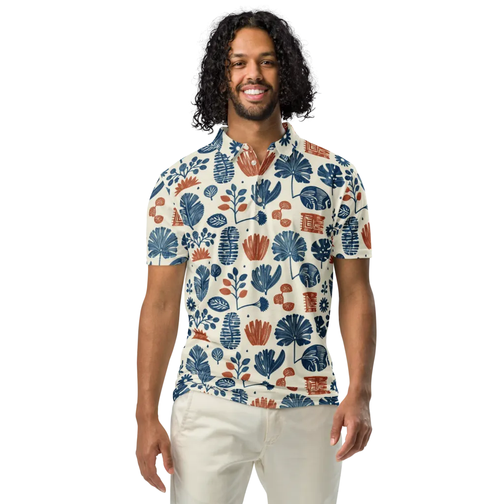 Terracotta Tides on Men's Slim Fit Polo Shirt — Front