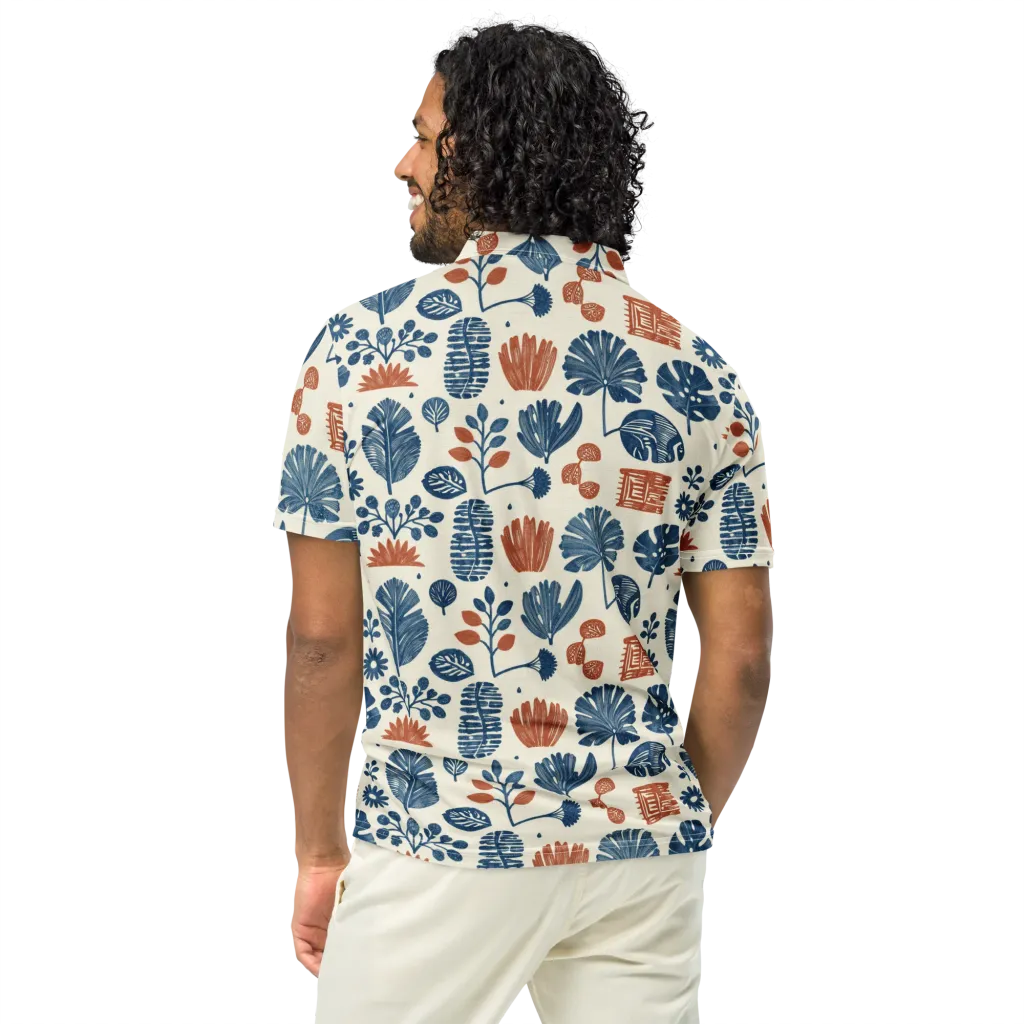 Terracotta Tides on Men's Slim Fit Polo Shirt — Back