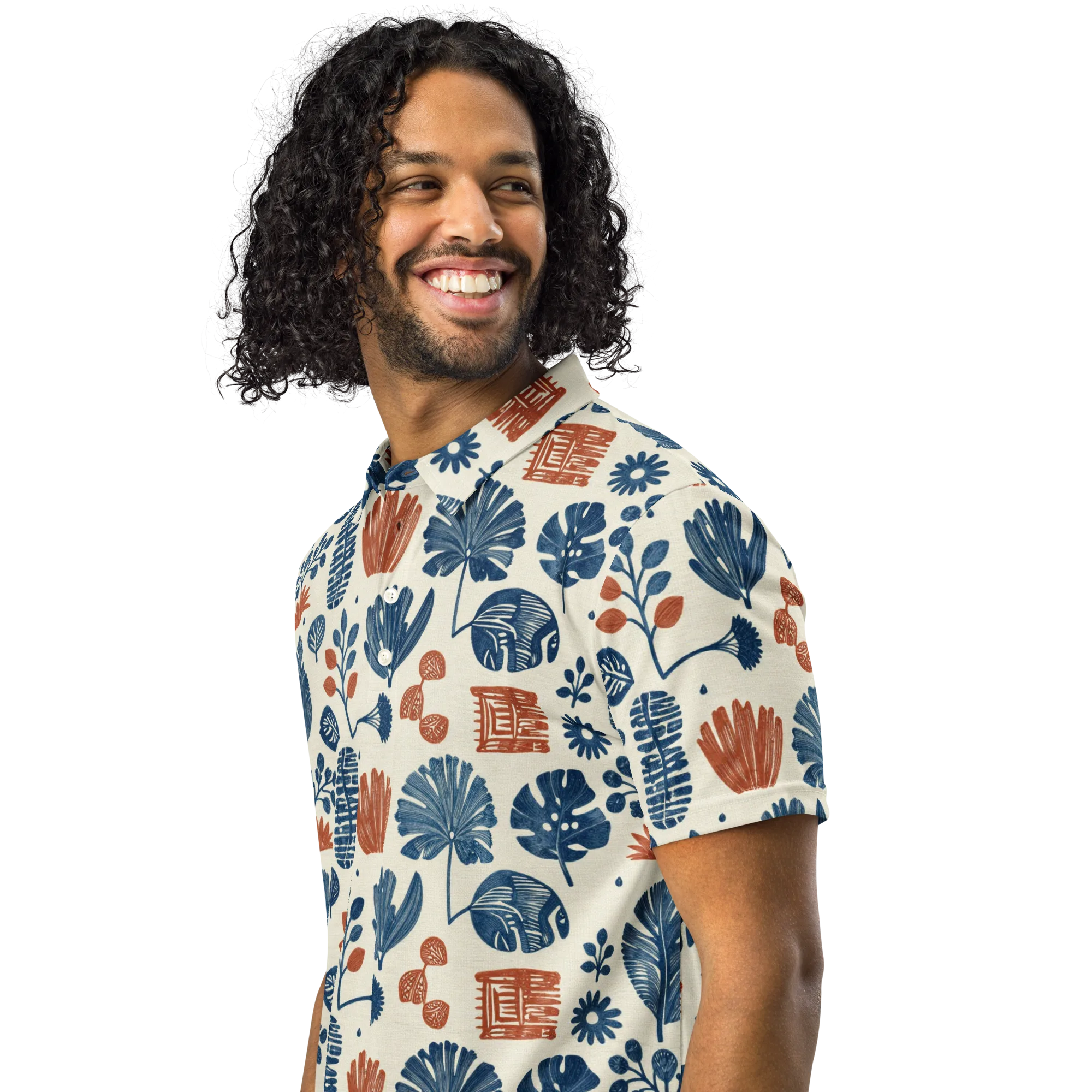 Terracotta Tides on Men's Slim Fit Polo Shirt — Left Front