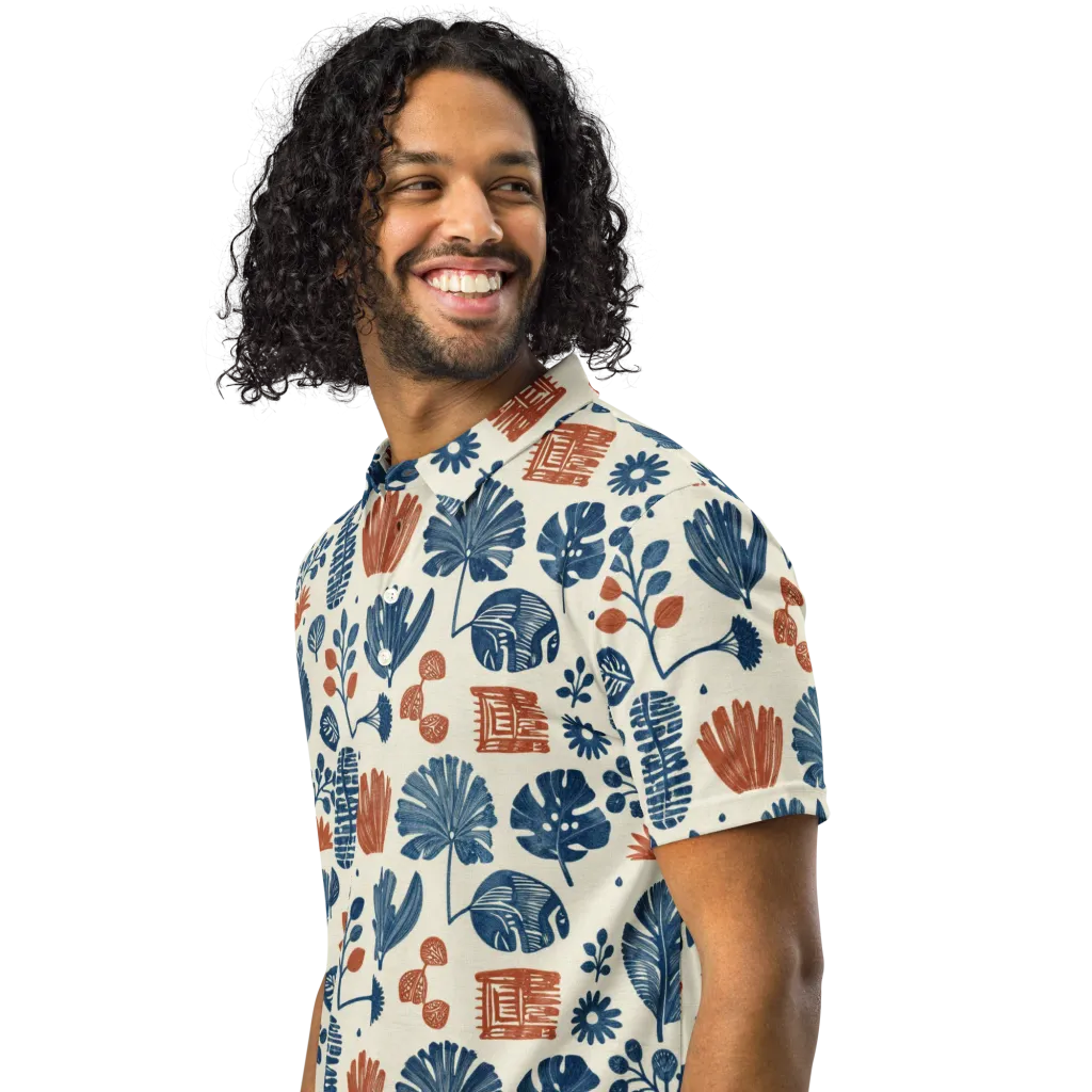 Terracotta Tides on Men's Slim Fit Polo Shirt — Left Front
