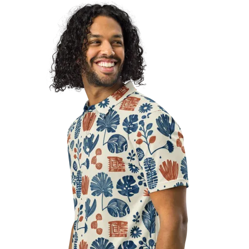 Terracotta Tides on a Men's Slim Fit Polo Shirt