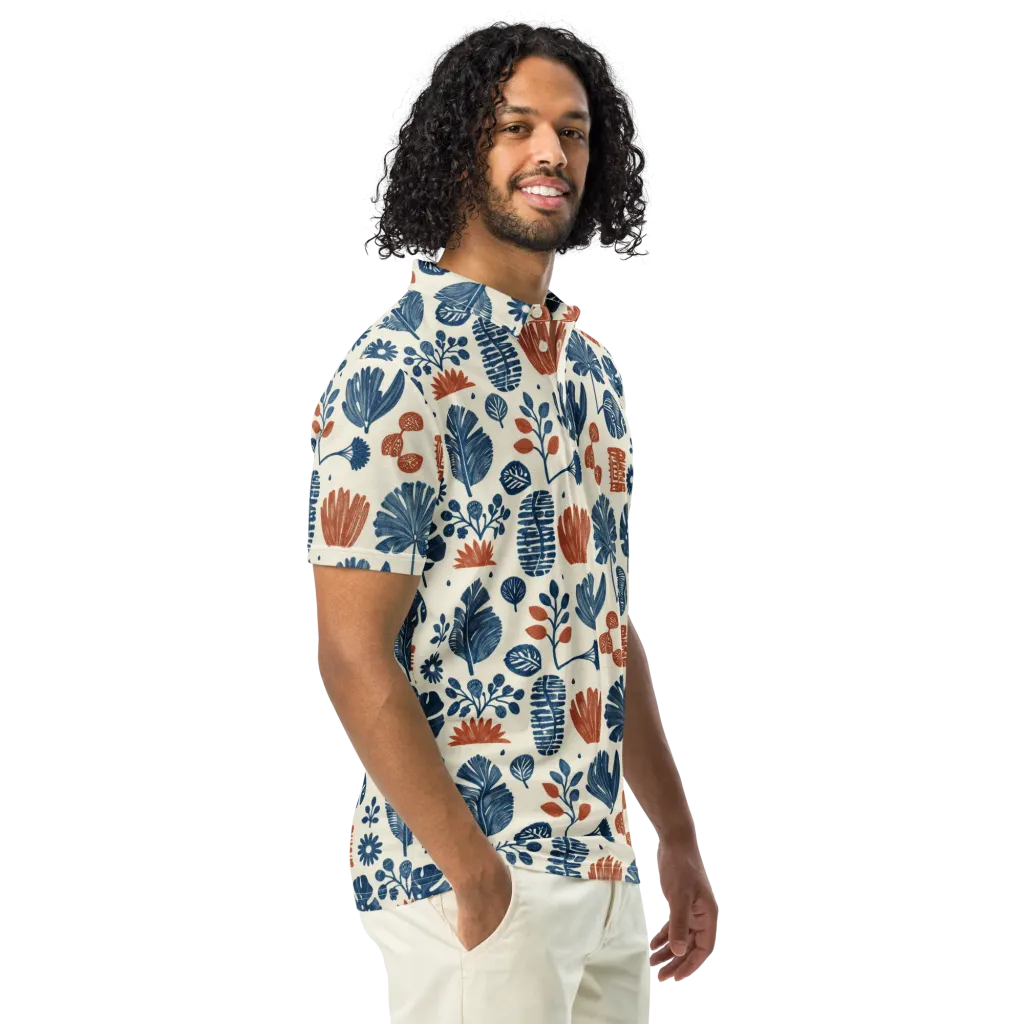 Terracotta Tides on Men's Slim Fit Polo Shirt — Right Front