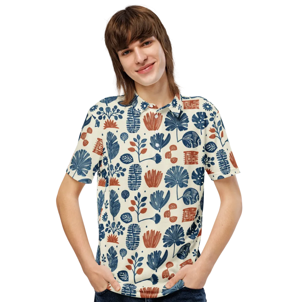 Terracotta Tides on Men's Slim Fit Polo Shirt — Front