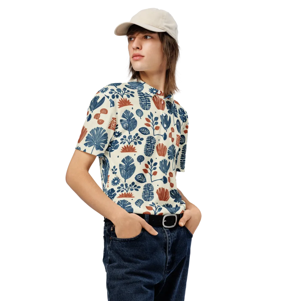 Terracotta Tides on Men's Slim Fit Polo Shirt — Right Front