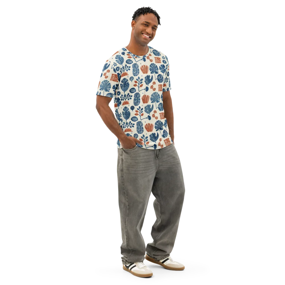 Terracotta Tides on Men's Cotton Crew Neck T-Shirt — Right Front
