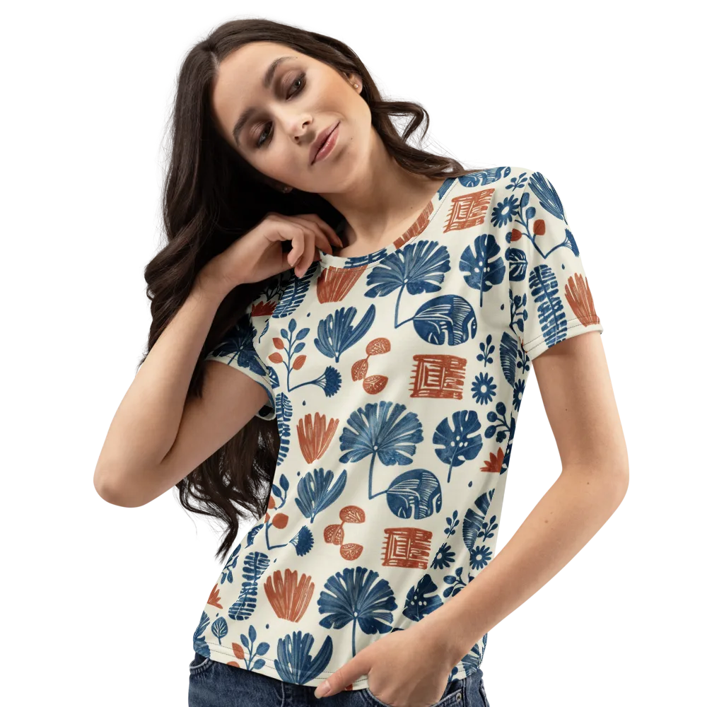 Terracotta Tides on Women's Crew Neck T-Shirt — Left Front