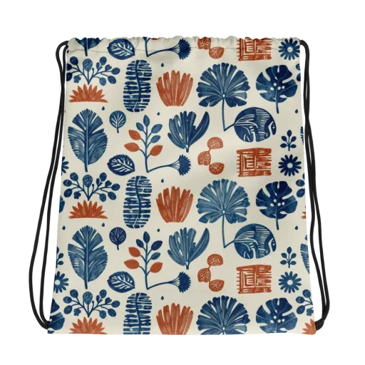 Terracotta Tides on a Drawstring Bag