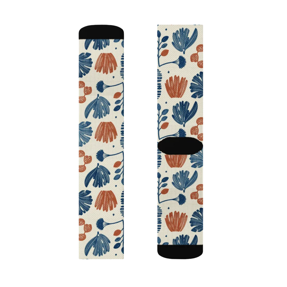Terracotta Tides on Socks — Left Sock