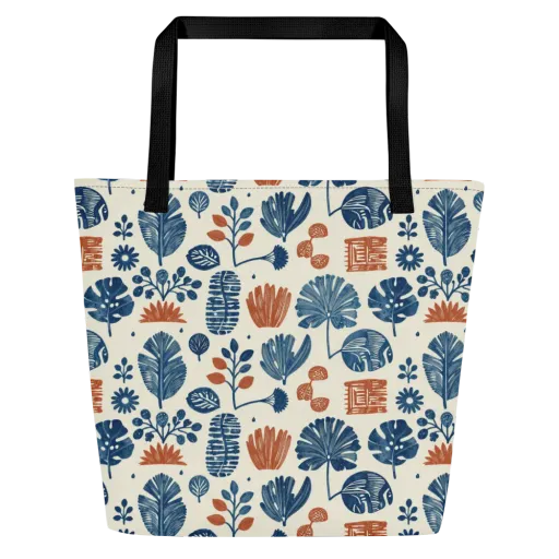 Terracotta Tides on a Large Tote Bag W/ Pocket