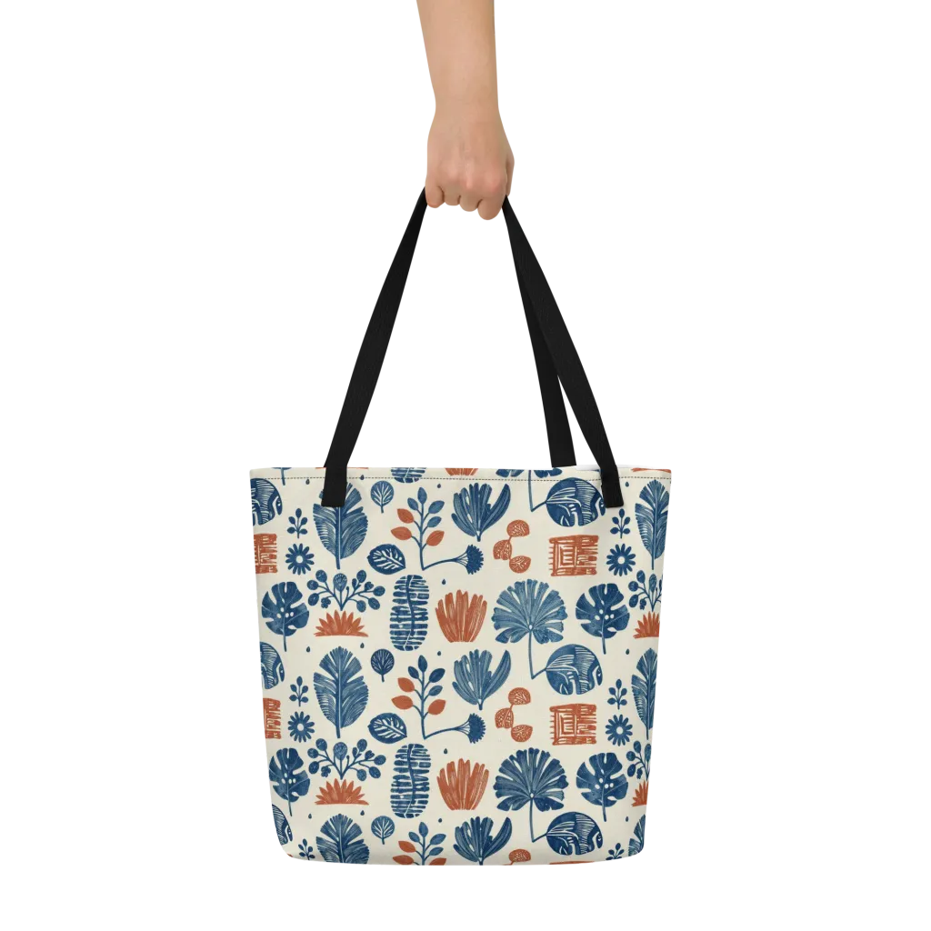 Terracotta Tides on Large Tote Bag W/ Pocket — Front
