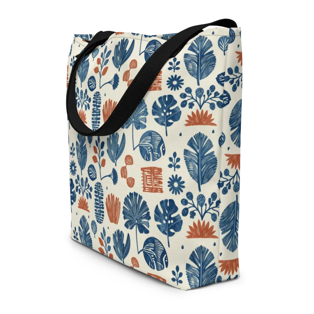 Terracotta Tides on Large Tote Bag W/ Pocket — Front