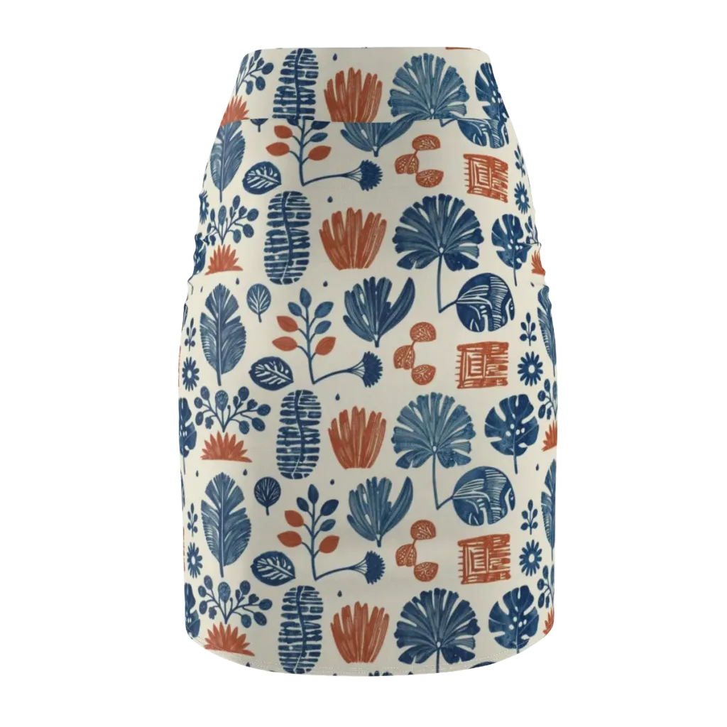 Terracotta Tides on Pencil Skirt — Back