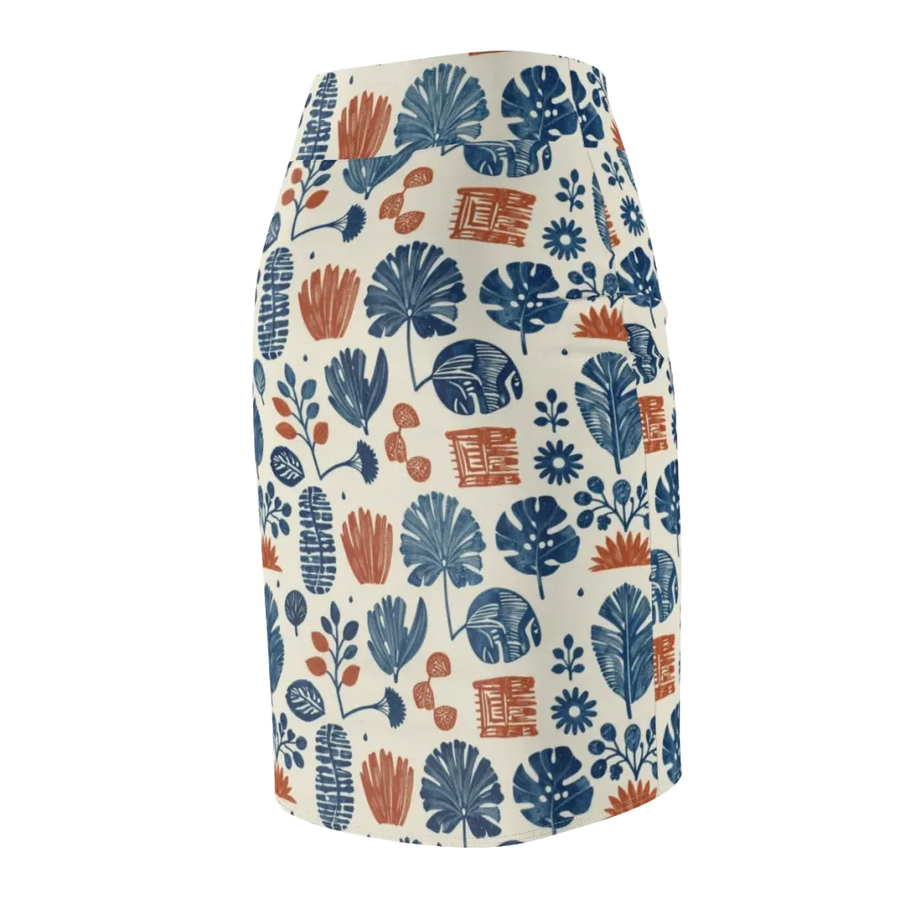 Terracotta Tides on Pencil Skirt — Back Side