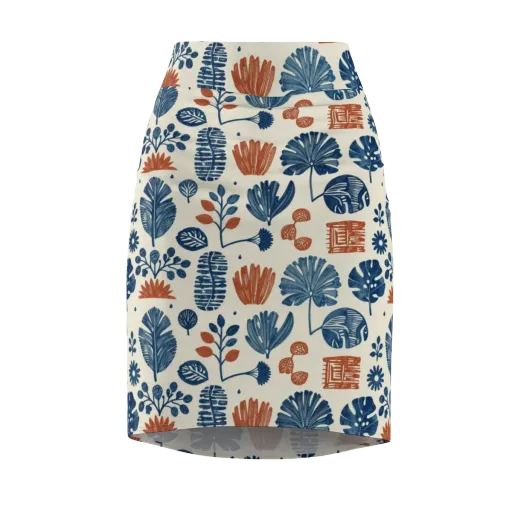 Terracotta Tides on a Pencil Skirt