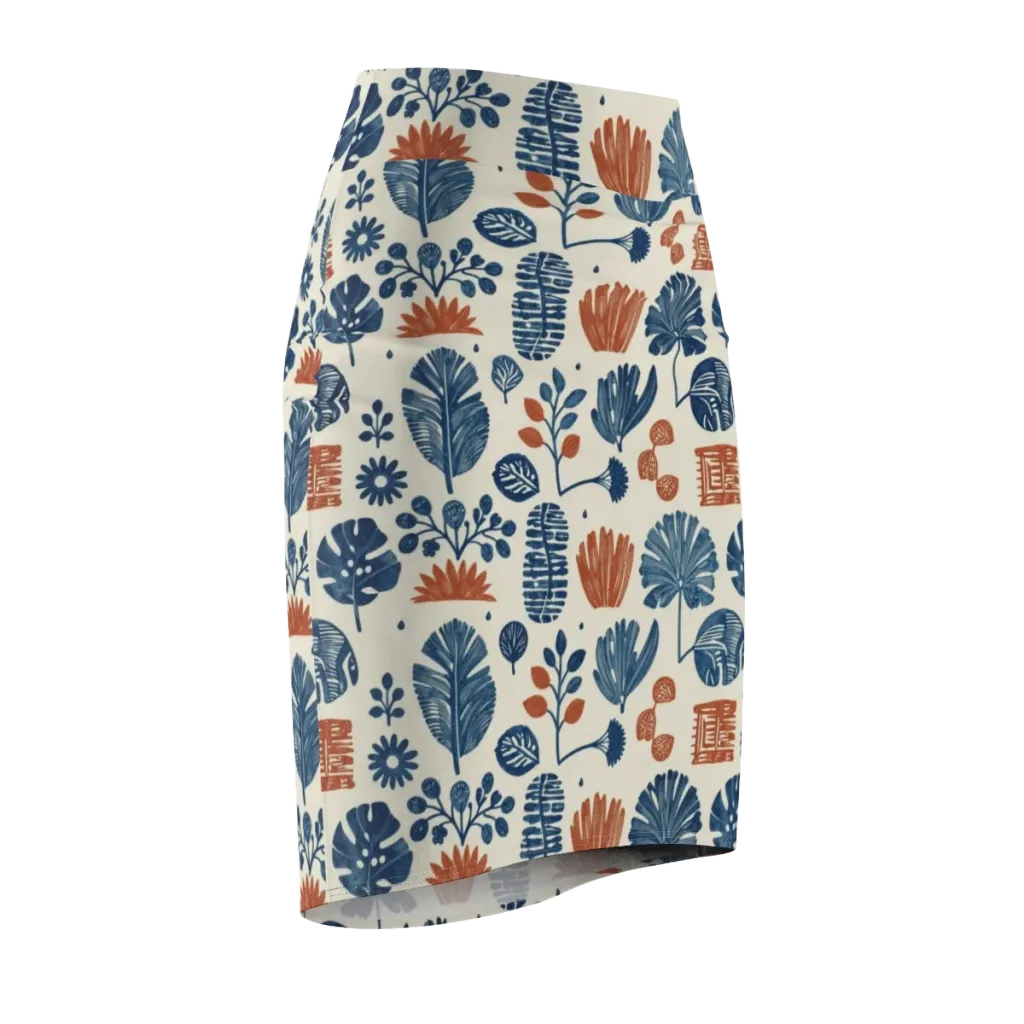Terracotta Tides on Pencil Skirt — Front Side
