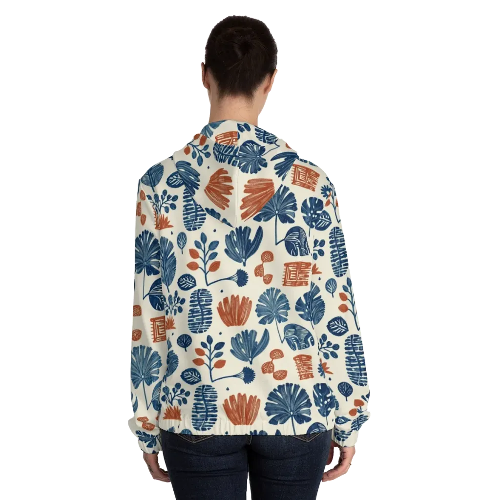 Terracotta Tides on Women's Full-Zip Hoodie — Back On Person