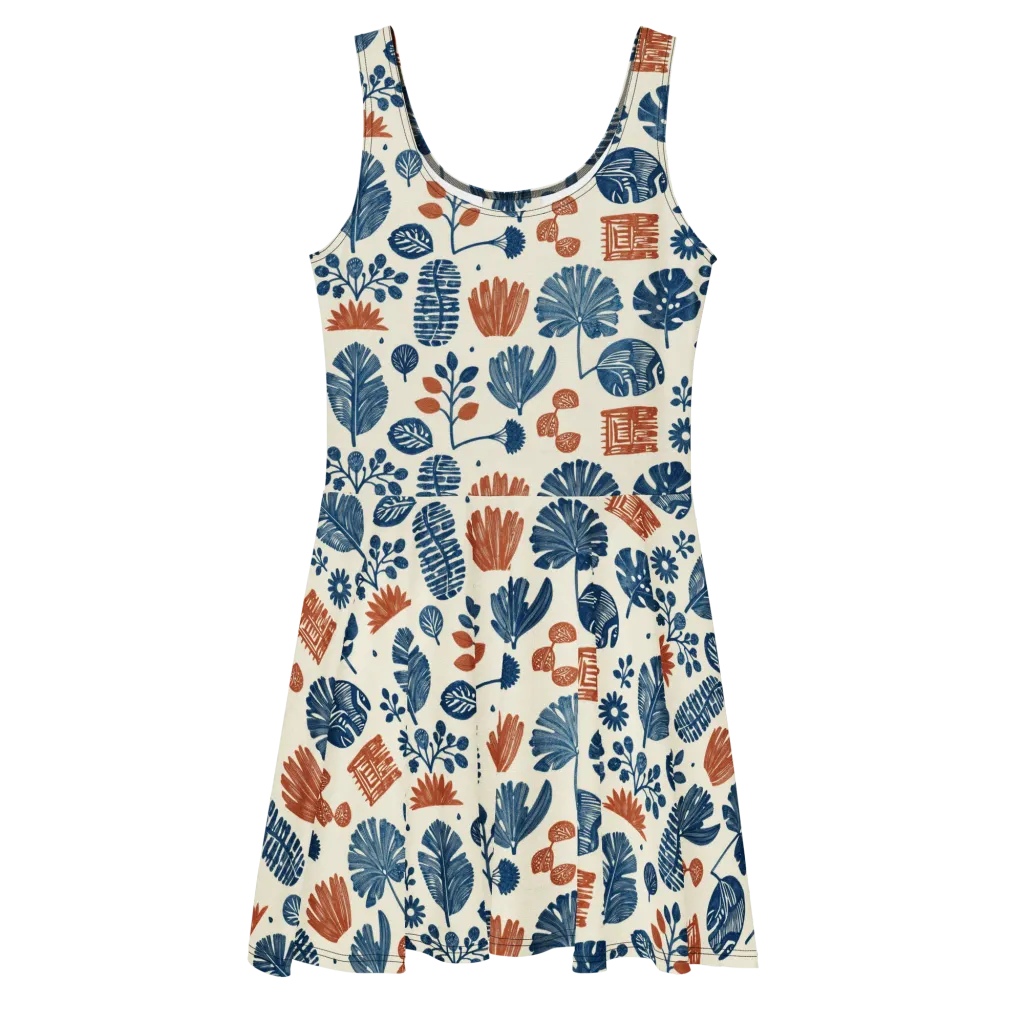 Terracotta Tides on Skater Dress — Front