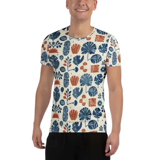Terracotta Tides on a Men's Athletic T-Shirt