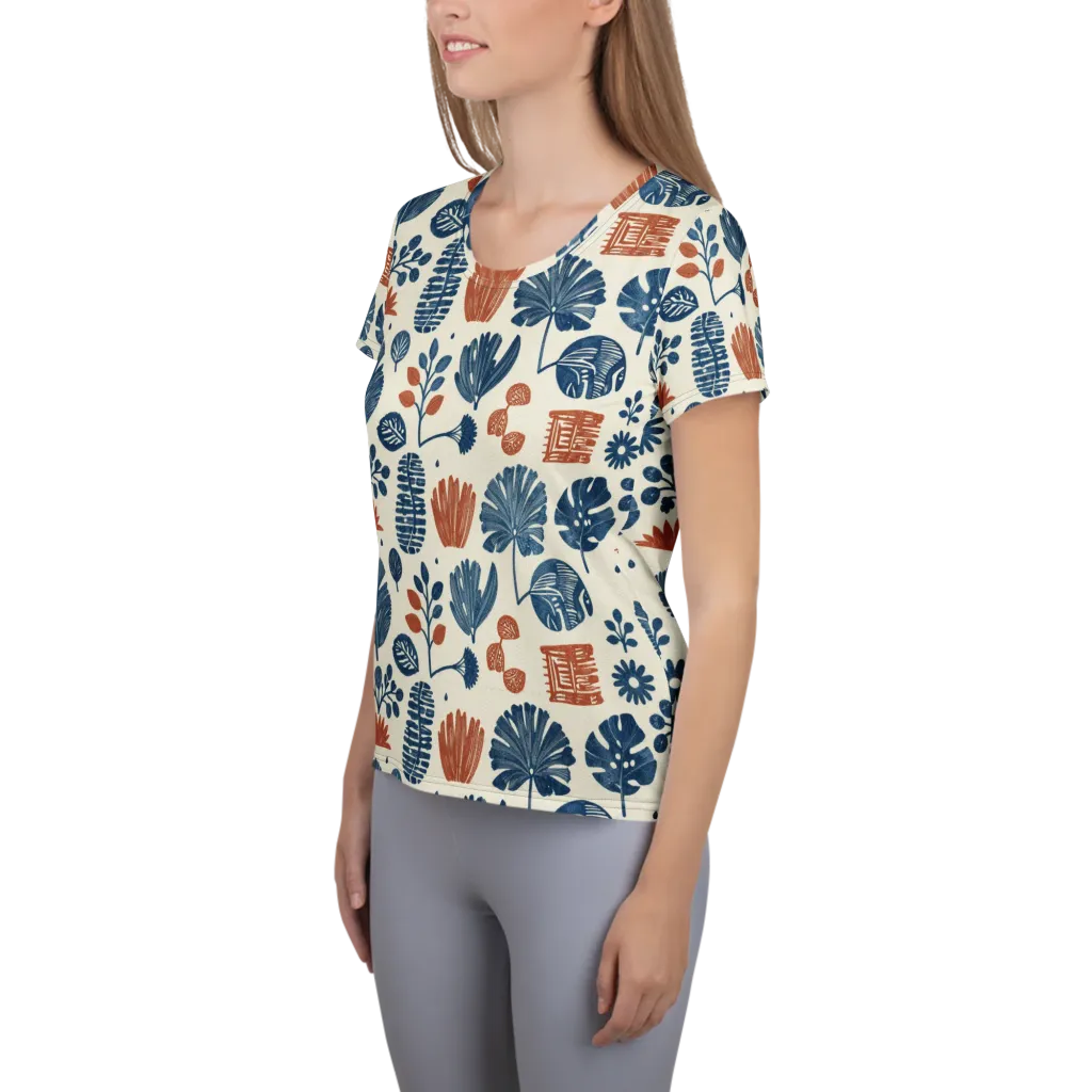 Terracotta Tides on Women's Athletic T-Shirt — Left