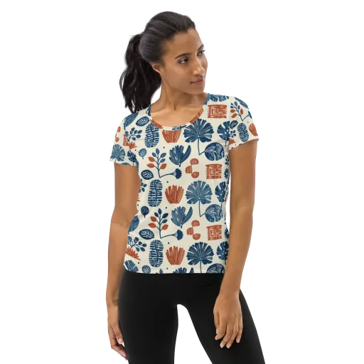 Terracotta Tides on a Women's Athletic T-Shirt