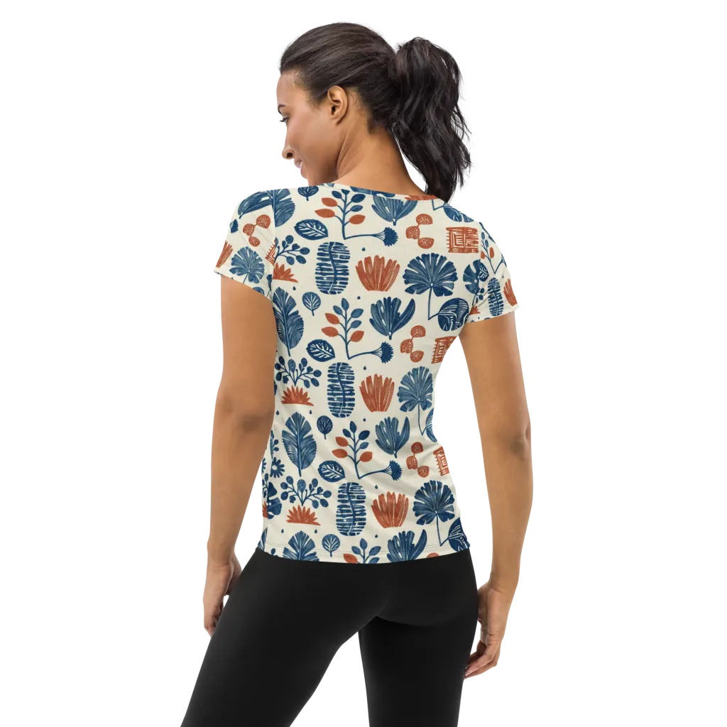 Terracotta Tides on Women's Athletic T-Shirt — Back